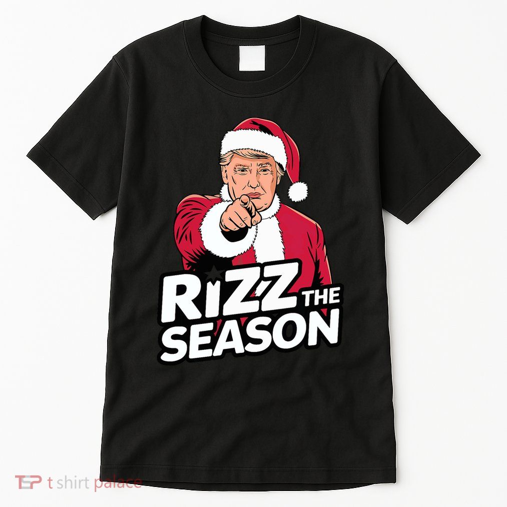 Trump Rizz The Season Funny Xmas With Santa Hat Tall T-Shirt