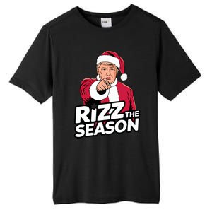 Trump Rizz The Season Funny Xmas With Santa Hat Tall Fusion ChromaSoft Performance T-Shirt