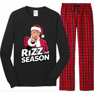 Trump Rizz The Season Funny Xmas With Santa Hat Long Sleeve Pajama Set