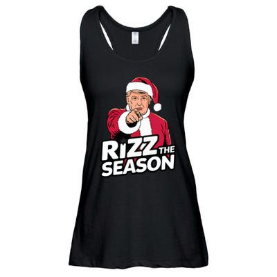 Trump Rizz The Season Funny Xmas With Santa Hat Ladies Essential Flowy Tank