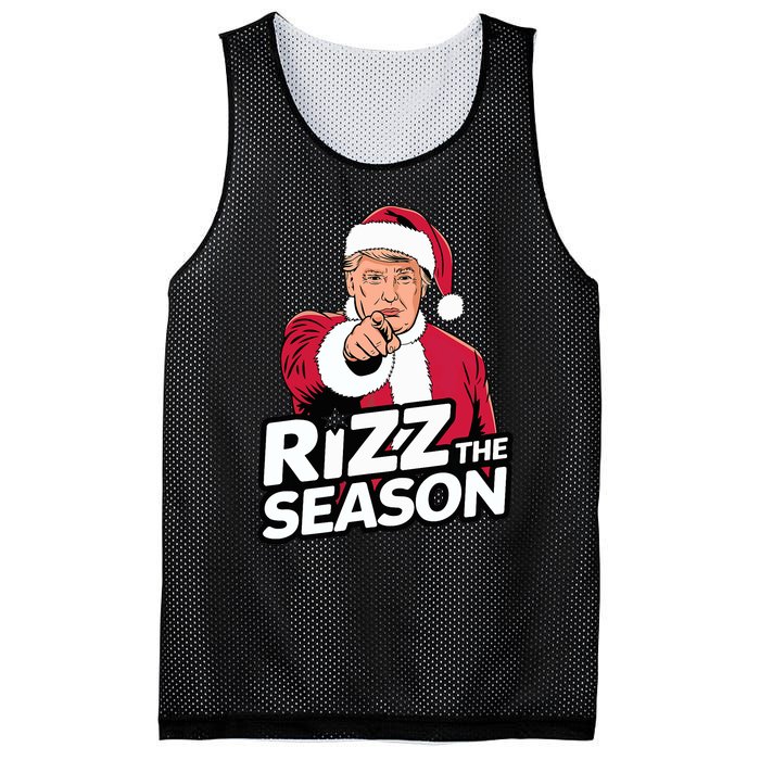 Trump Rizz The Season Funny Xmas With Santa Hat Mesh Reversible Basketball Jersey Tank