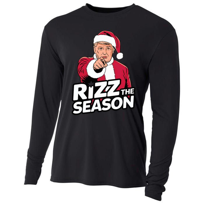 Trump Rizz The Season Funny Xmas With Santa Hat Cooling Performance Long Sleeve Crew