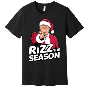 Trump Rizz The Season Funny Xmas With Santa Hat Premium T-Shirt