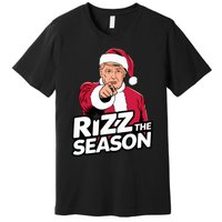 Trump Rizz The Season Funny Xmas With Santa Hat Premium T-Shirt