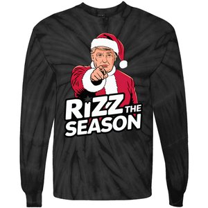 Trump Rizz The Season Funny Xmas With Santa Hat Tie-Dye Long Sleeve Shirt