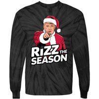 Trump Rizz The Season Funny Xmas With Santa Hat Tie-Dye Long Sleeve Shirt