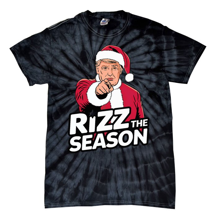 Trump Rizz The Season Funny Xmas With Santa Hat Tie-Dye T-Shirt