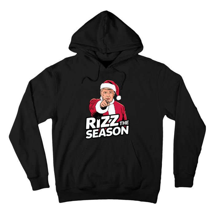 Trump Rizz The Season Funny Xmas With Santa Hat Tall Hoodie