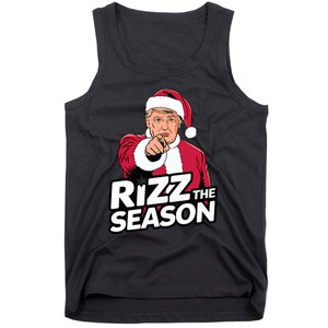 Trump Rizz The Season Funny Xmas With Santa Hat Tank Top