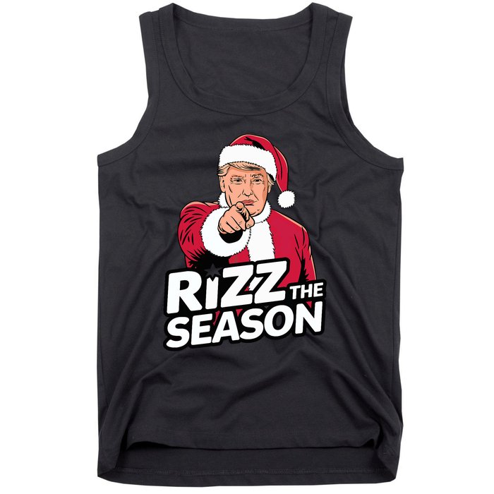 Trump Rizz The Season Funny Xmas With Santa Hat Tank Top