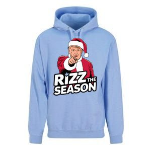 Trump Rizz The Season Funny Xmas With Santa Hat Unisex Surf Hoodie