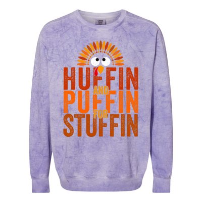 Thanksgiving Run Turkey Trot Huffin And Puffin For Stuffin Colorblast Crewneck Sweatshirt