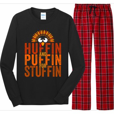 Thanksgiving Run Turkey Trot Huffin And Puffin For Stuffin Long Sleeve Pajama Set