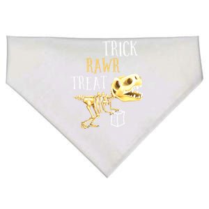 Trick Rawr Treat Dinosaur T Rex Skeleton Trick Or Treat Pun Great Gift USA-Made Doggie Bandana