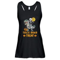 Trick Rawr Treat Skeleton Trex Halloween Ladies Essential Flowy Tank