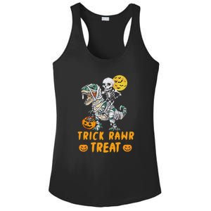 Trick Rawr Treat Skeleton Trex Halloween Ladies PosiCharge Competitor Racerback Tank