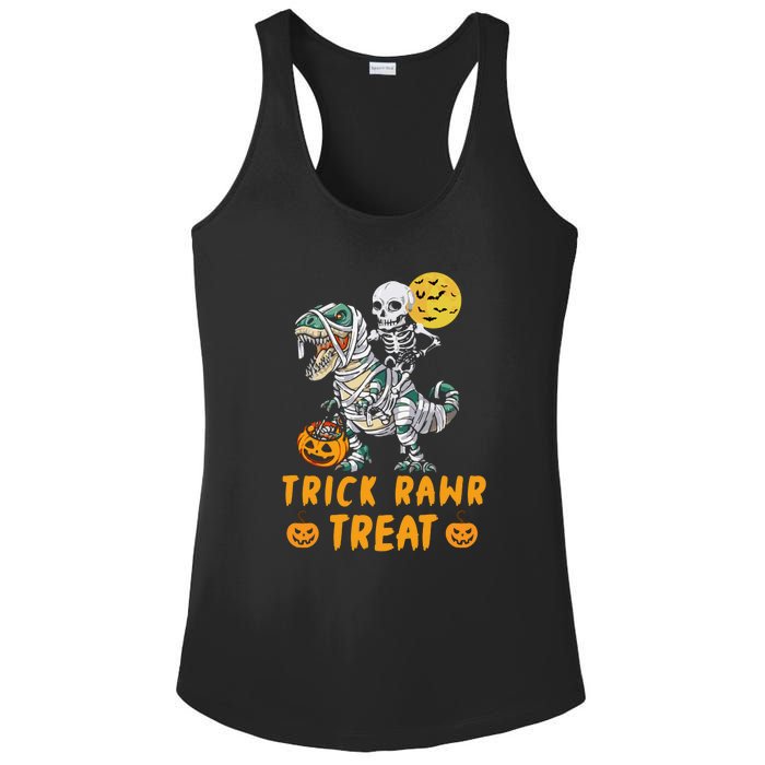 Trick Rawr Treat Skeleton Trex Halloween Ladies PosiCharge Competitor Racerback Tank