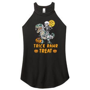 Trick Rawr Treat Skeleton Trex Halloween Women's Perfect Tri Rocker Tank