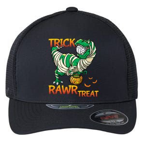 Trick Rawr Treat T Rex Dinosaur Halloween Volleyball Player Gift Flexfit Unipanel Trucker Cap