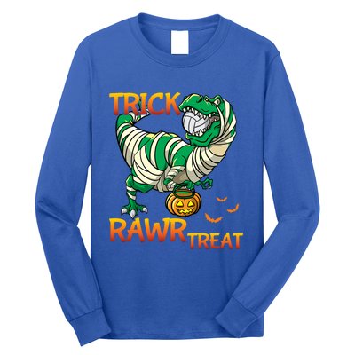 Trick Rawr Treat T Rex Dinosaur Halloween Volleyball Player Gift Long Sleeve Shirt