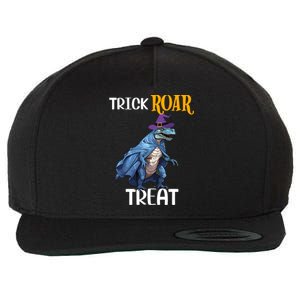 Trick Rawr Treat Halloween TRex Dinosaur Witch Gift Wool Snapback Cap