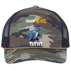 Trick Rawr Treat Halloween TRex Dinosaur Witch Gift Retro Rope Trucker Hat Cap