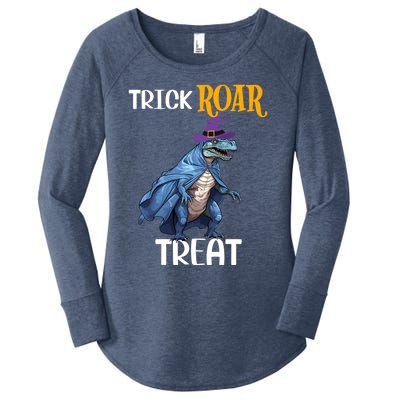 Trick Rawr Treat Halloween TRex Dinosaur Witch Gift Women's Perfect Tri Tunic Long Sleeve Shirt