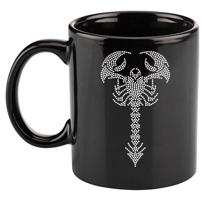 Tattoo Rhinestone 11oz C Handle Ceramic Mug