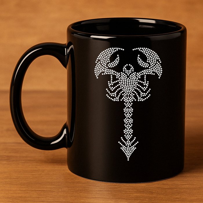 Tattoo Rhinestone 11oz C Handle Ceramic Mug