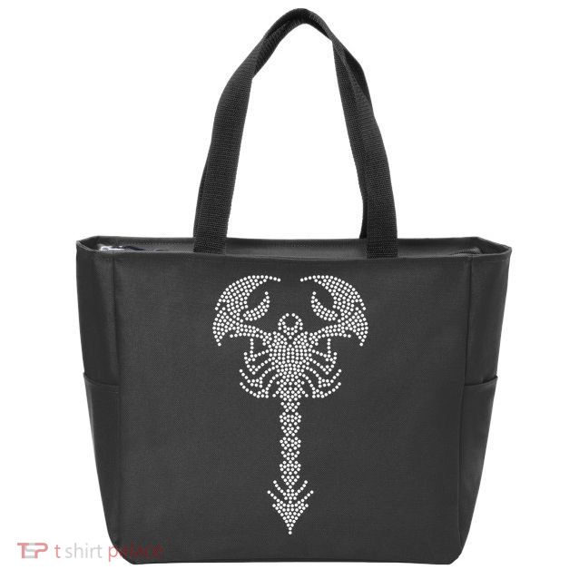 Tattoo Rhinestone Zip Tote Bag