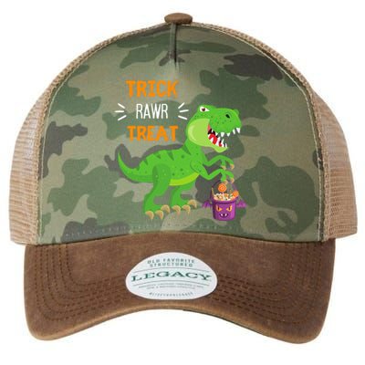 Trick Rawr Treat TRex Dinosaur Funny Halloween Funny Gift Legacy Tie Dye Trucker Hat