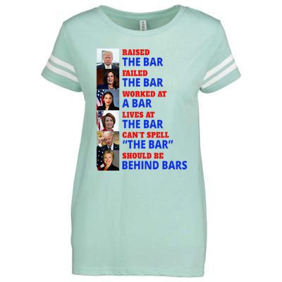 Trump Raised The Bar Harris Failed The Bar Enza Ladies Jersey Football T-Shirt