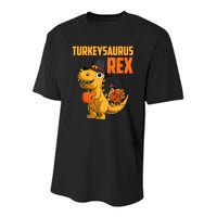 Turkeysaurus Rex Turkey Dino Thanksgiving Youth Performance Sprint T-Shirt