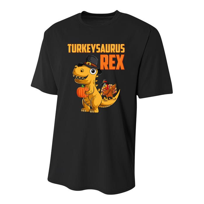 Turkeysaurus Rex Turkey Dino Thanksgiving Youth Performance Sprint T-Shirt