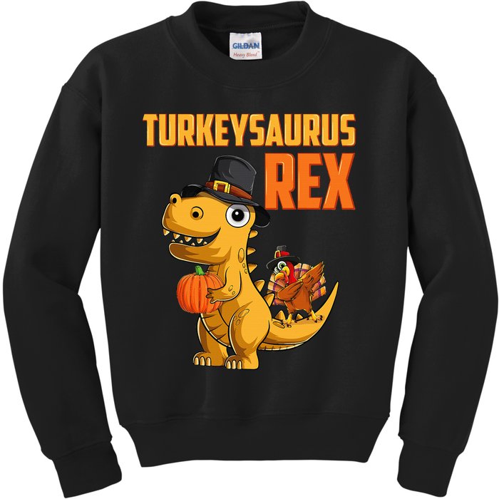 Turkeysaurus Rex Turkey Dino Thanksgiving Kids Sweatshirt