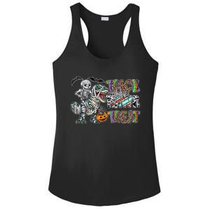 Trick Rawr Treat Happy Halloween Western Skeleton Dinosaur Cute Gift Ladies PosiCharge Competitor Racerback Tank