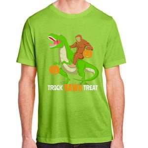 Trick Rawr Treat Bigfoot Riding A Trex Dino Halloween Gift Adult ChromaSoft Performance T-Shirt