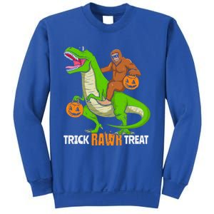 Trick Rawr Treat Bigfoot Riding A Trex Dino Halloween Gift Sweatshirt