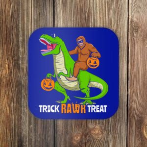 Trick Rawr Treat Bigfoot Riding A Trex Dino Halloween Gift Coaster