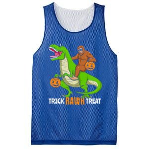 Trick Rawr Treat Bigfoot Riding A Trex Dino Halloween Gift Mesh Reversible Basketball Jersey Tank