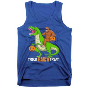 Trick Rawr Treat Bigfoot Riding A Trex Dino Halloween Gift Tank Top