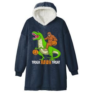 Trick Rawr Treat Bigfoot Riding A Trex Dino Halloween Gift Hooded Wearable Blanket