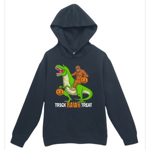 Trick Rawr Treat Bigfoot Riding A Trex Dino Halloween Gift Urban Pullover Hoodie