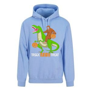 Trick Rawr Treat Bigfoot Riding A Trex Dino Halloween Gift Unisex Surf Hoodie