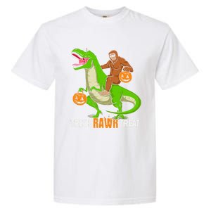 Trick Rawr Treat Bigfoot Riding A Trex Dino Halloween Gift Garment-Dyed Heavyweight T-Shirt