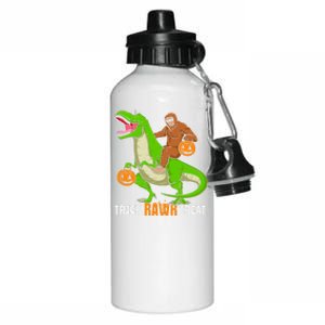 Trick Rawr Treat Bigfoot Riding A Trex Dino Halloween Gift Aluminum Water Bottle