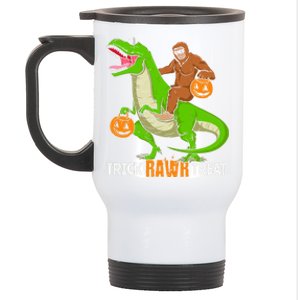 Trick Rawr Treat Bigfoot Riding A Trex Dino Halloween Gift Stainless Steel Travel Mug