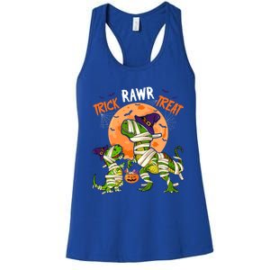 Trick Rawr Treat Costume Two Halloween TRexes As Mummies Gift Women's Racerback Tank