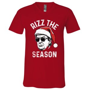 Trump Rizz The Season Christmas Donald Trump Rizz The Season Christmas V-Neck T-Shirt