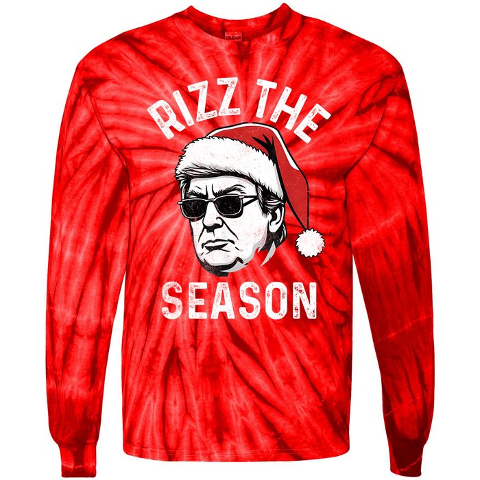 Trump Rizz The Season Christmas Donald Trump Rizz The Season Christmas Tie-Dye Long Sleeve Shirt